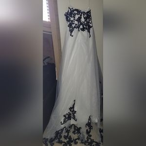 White and black Wedding dress